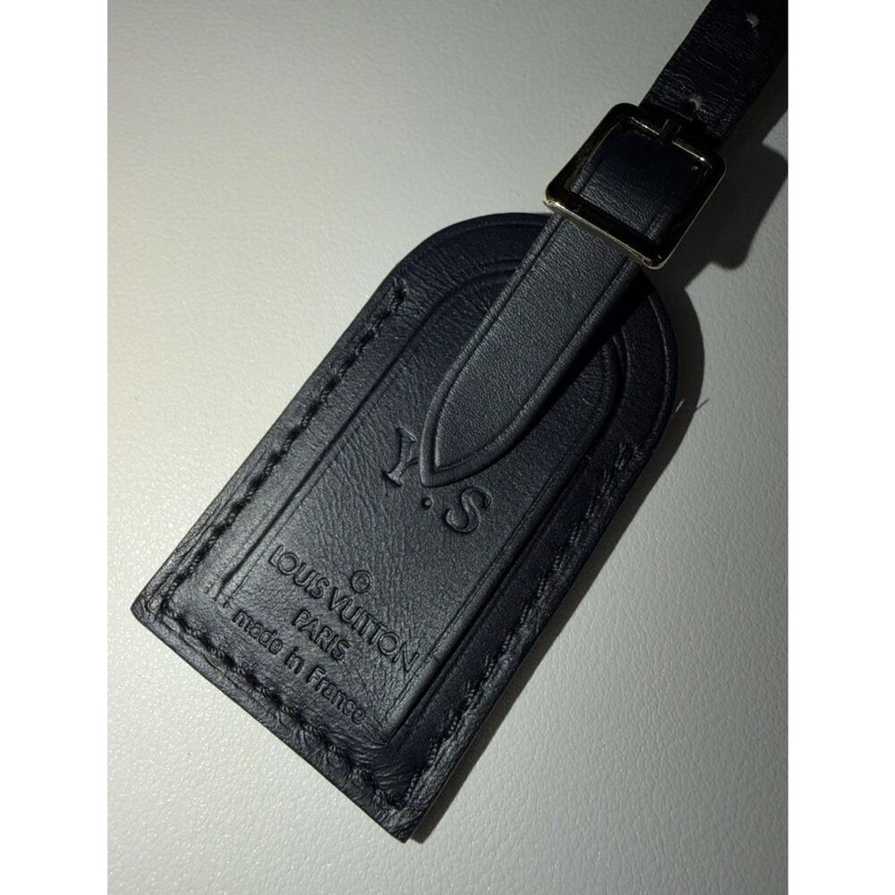 Louis Vuitton Black Leather Tag w/ Y S Initials Small Goldtone